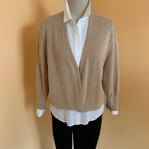 Jude Connally Sweaters - JUDE CONNALLY open front 💯 cotton tan cardigan sweater Size M